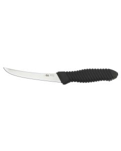 Curved Boning Knife, Ribbed Elastomer Handle, Black
