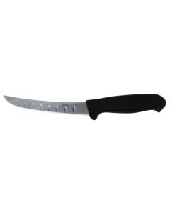 Curved Wide Scalloped Boning Knife, Polyamide Handle, Black