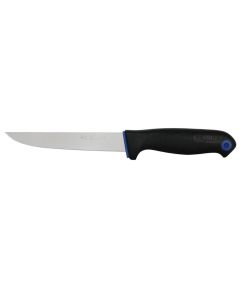 Straight Wide Boning Knife, Elastomer Handle, Black